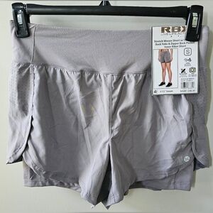 NWT RBX Pale Gray Womens Shorts With Inner Biker Shorts, Zipper Back Pocket